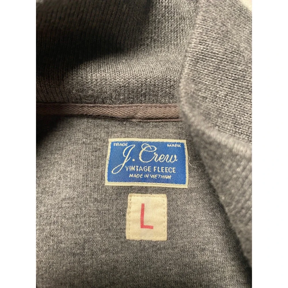 J. Crew Vintage Fleece Mens Large Gray Quarter Zip Pullover Sweatshirt RN77388